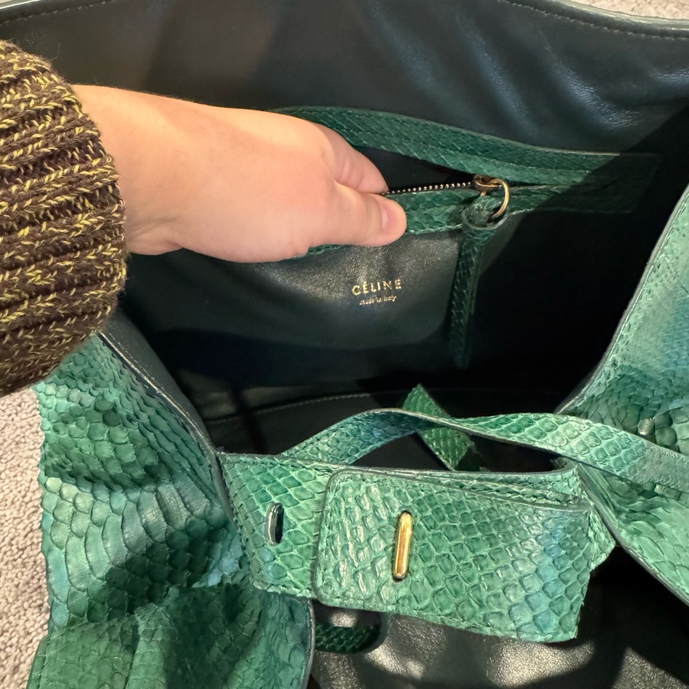 Celine Green Python Leather Tote Bag - image 4